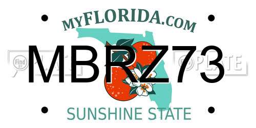 MBRZ73 Florida License Plate