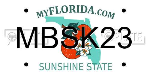 MBSK23 Florida License Plate