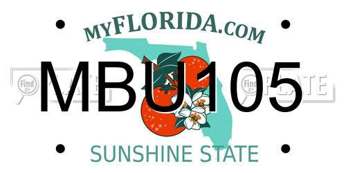 MBU105 Florida License Plate