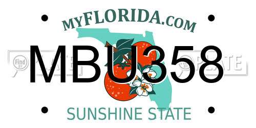 MBU358 Florida License Plate
