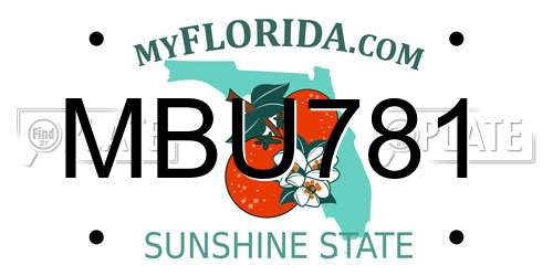 MBU781 Florida License Plate