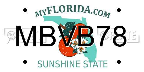 MBVB78 Florida License Plate