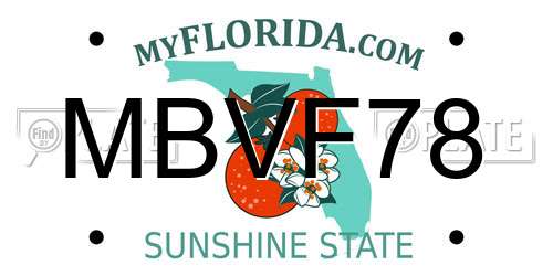 MBVF78 Florida License Plate