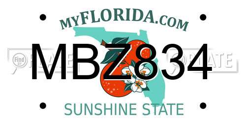 MBZ834 Florida License Plate
