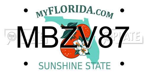 MBZV87 Florida License Plate