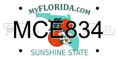 MCE834 Florida License Plate