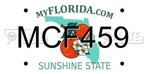 MCF459 Florida License Plate