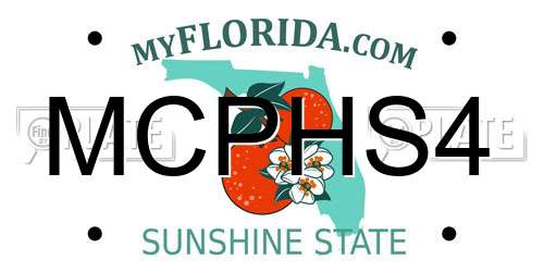 MCPHS4 Florida License Plate