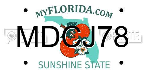 MDCJ78 Florida License Plate
