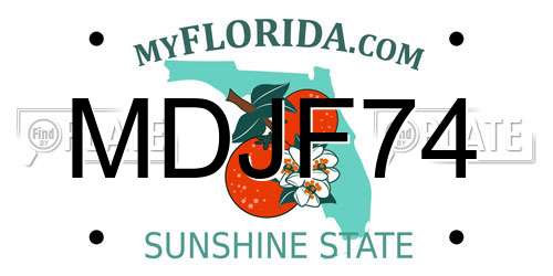 MDJF74 Florida License Plate