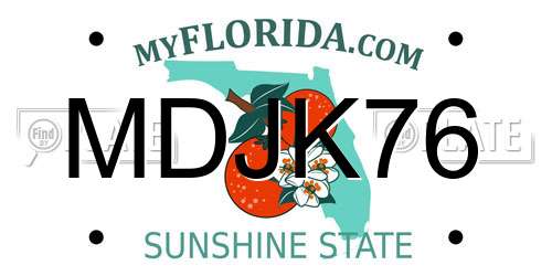 MDJK76 Florida License Plate