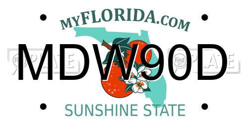 MDW90D Florida License Plate