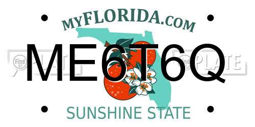 ME6T6Q Florida License Plate
