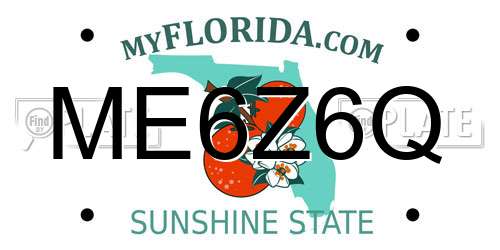 ME6Z6Q Florida License Plate