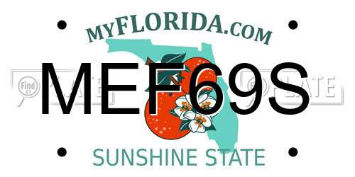 MEF69S Florida License Plate
