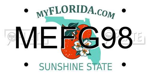 MEFG98 Florida License Plate