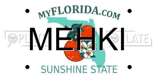 MEHKI Florida License Plate