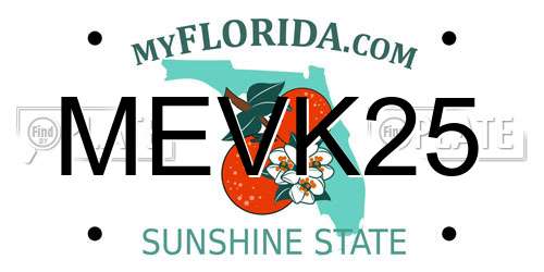 MEVK25 Florida License Plate