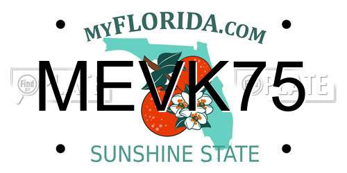 MEVK75 Florida License Plate