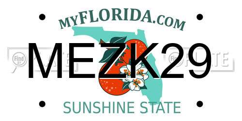 MEZK29 Florida License Plate