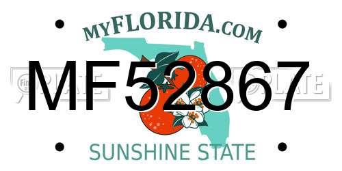 MF52867 Florida License Plate