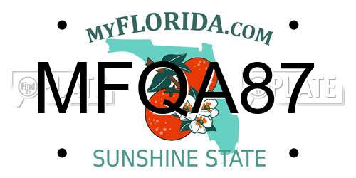 MFQA87 Florida License Plate