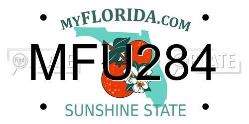 MFU284 Florida License Plate