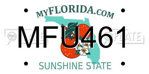 MFU461 Florida License Plate