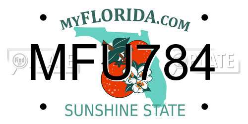 MFU784 Florida License Plate