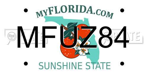 MFUZ84 Florida License Plate