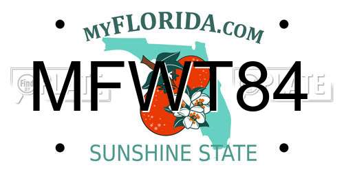 MFWT84 Florida License Plate