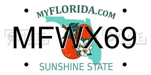 MFWX69 Florida License Plate