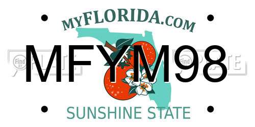 MFYM98 Florida License Plate