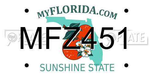 MFZ451 Florida License Plate