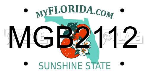MGB2112 Florida License Plate