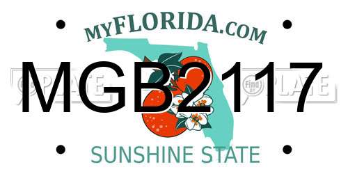 MGB2117 Florida License Plate