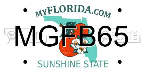 MGFB65 Florida License Plate