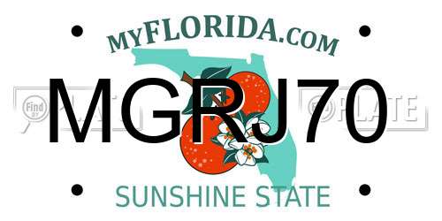 MGRJ70 Florida License Plate
