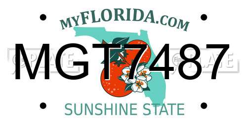 MGT7487 Florida License Plate