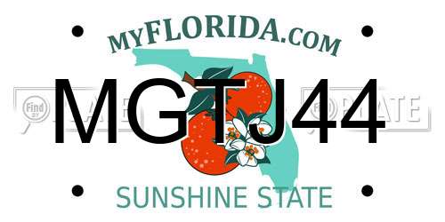 MGTJ44 Florida License Plate