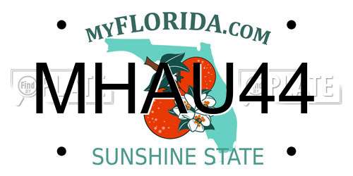 MHAU44 Florida License Plate