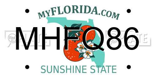 MHFQ86 Florida License Plate