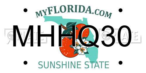 MHHQ30 Florida License Plate