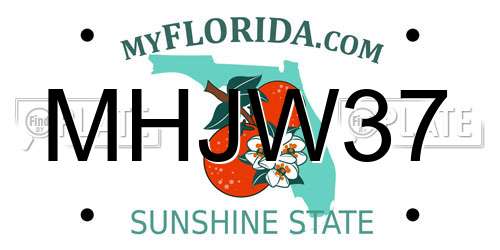 MHJW37 Florida License Plate