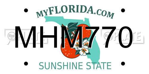 MHM770 Florida License Plate