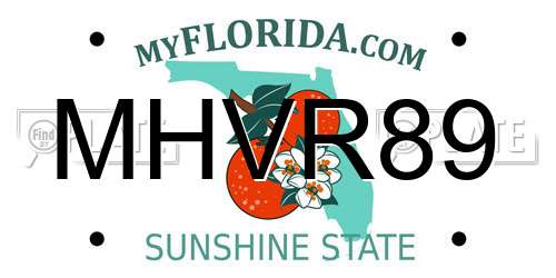 MHVR89 Florida License Plate