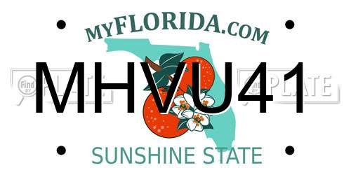 MHVU41 Florida License Plate
