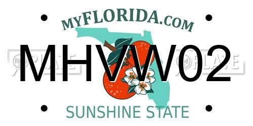 MHVW02 Florida License Plate