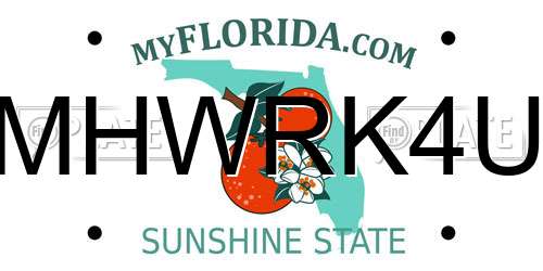 MHWRK4U Florida License Plate