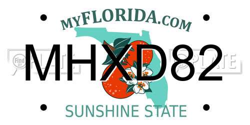 MHXD82 Florida License Plate